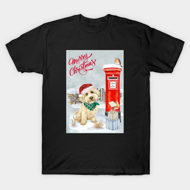 Labradoodle Merry Christmas Santa Dog T-Shirt by Puppy Eyes